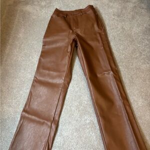Faux leather women’s straight leg pant